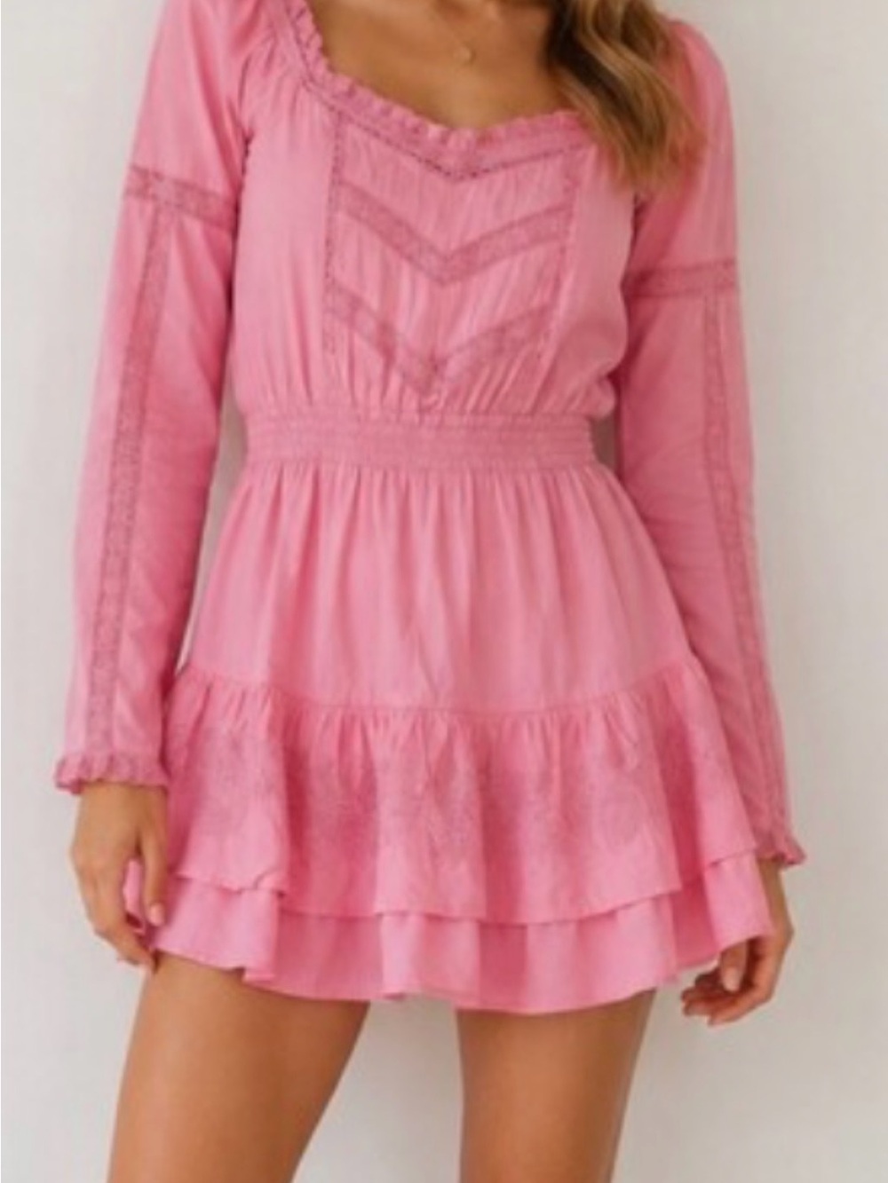 NWT LoveShackFancy Sanaya Mini Dress Salmon Pink XS